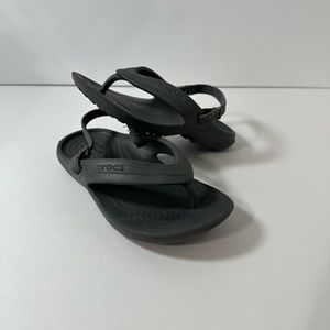 Crocs black toddler flip flops 8c